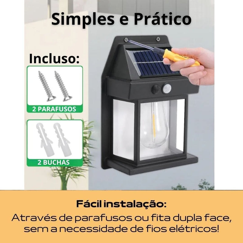 Luminária Solar Recarregável com Sensor de Movimento